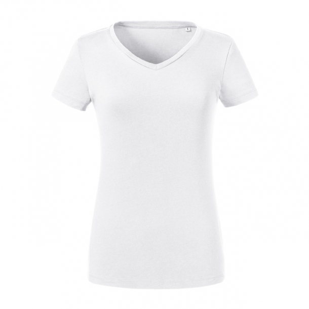 Ladies Pure Organic V-Neck Tee White S