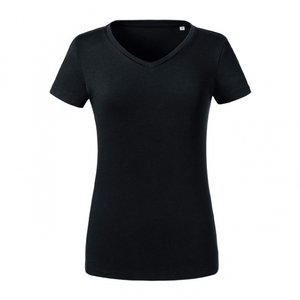Ladies Pure Organic V-Neck Tee Black S