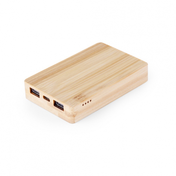 Magnetyczny bezprzewodowy bambusowy power bank 5000 mAh, ładowarka bezprzewodowa 15W
