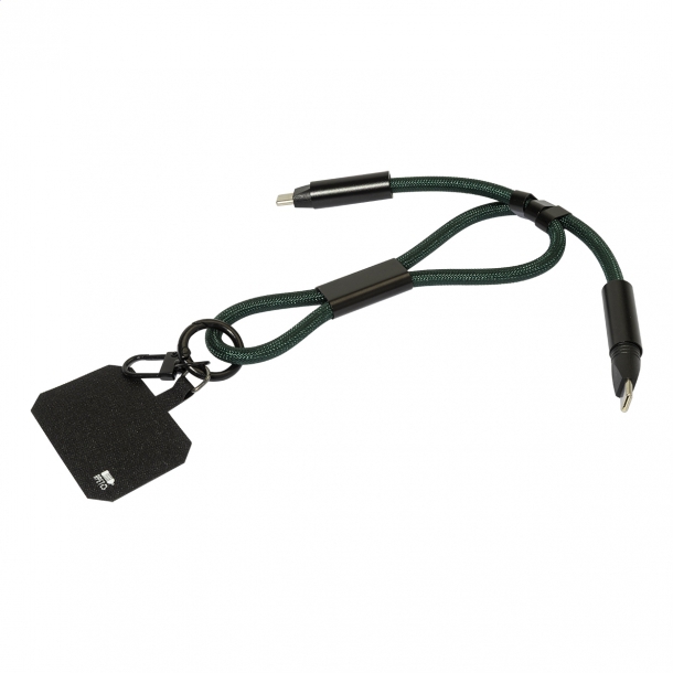 CuffCharge - smycz na nadgarstek, uchwyt na telefon, kabel 60W RPET