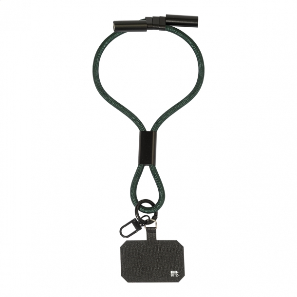 CuffCharge - smycz na nadgarstek, uchwyt na telefon, kabel 60W RPET