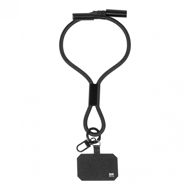 CuffCharge - smycz na nadgarstek, uchwyt na telefon, kabel 60W RPET