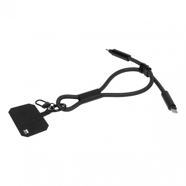 CuffCharge - smycz na nadgarstek, uchwyt na telefon, kabel 60W RPET